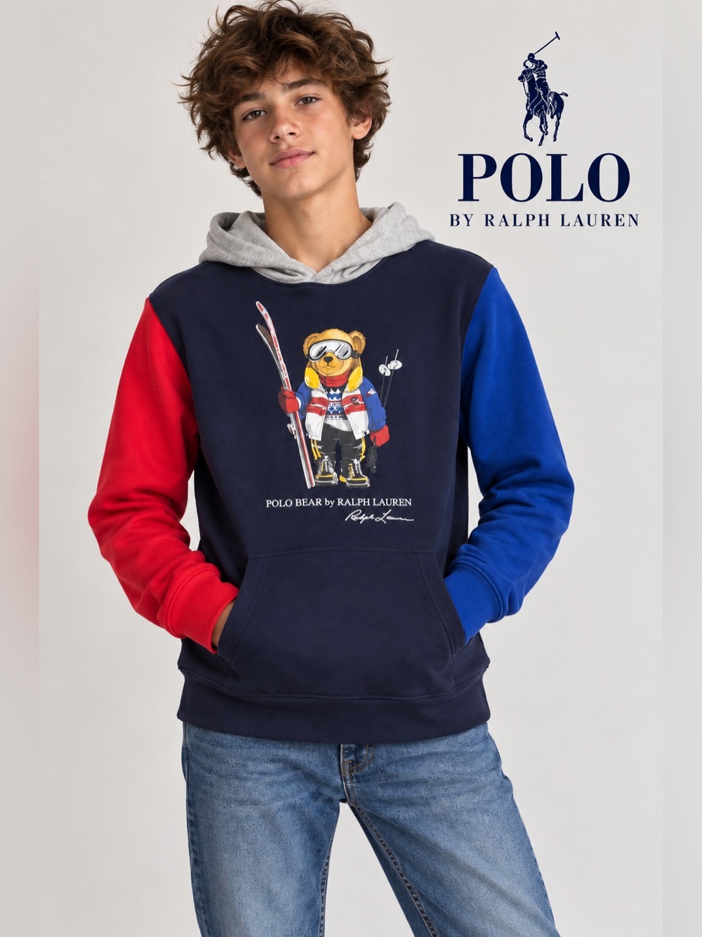 Polo by Ralph Lauren kids Blue and Red Hoodie size 14-16